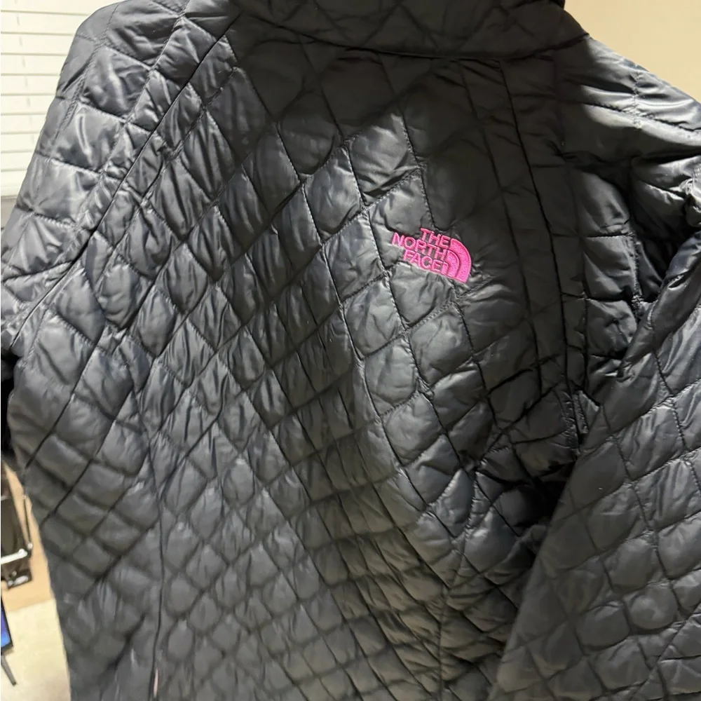The North Face Kids Quilted Black Jacket with Pink Accents - Picture 3 of 3
